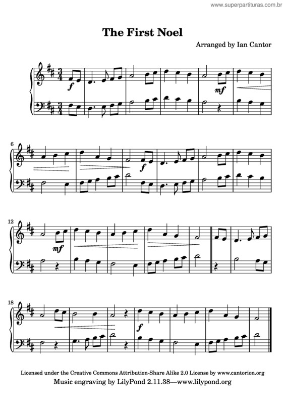 Partitura da música The First Noel