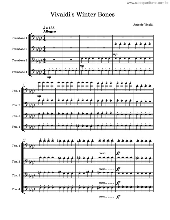 Partitura da música The Four Seasons – Winter – Antonio Vivaldi