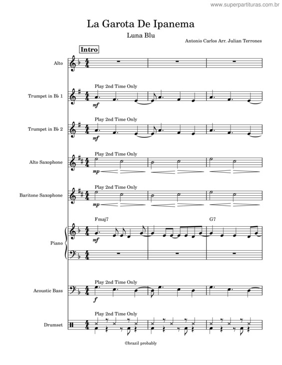 Partitura da música The Girl From Ipanema – Antônio Carlos Jobim La Garota De Ipanema