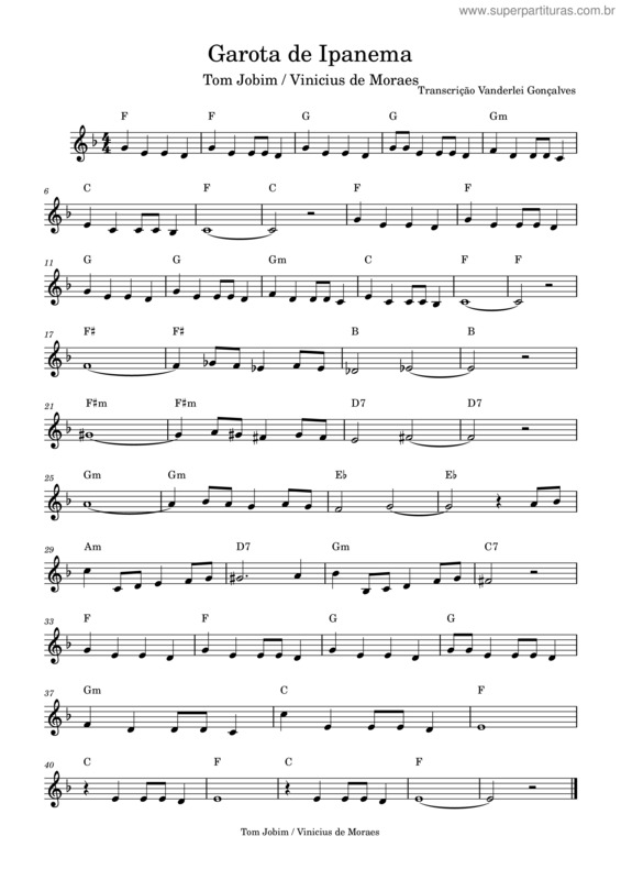 Partitura da música The Girl From Ipanema v.3