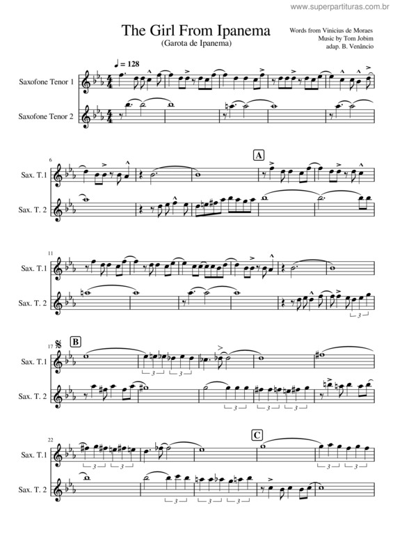 Partitura da música The Girl From Ipanema v.4
