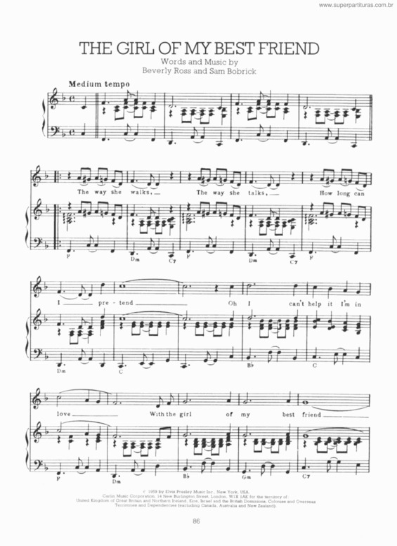 Partitura da música The Girl Of My Best Friend v.3