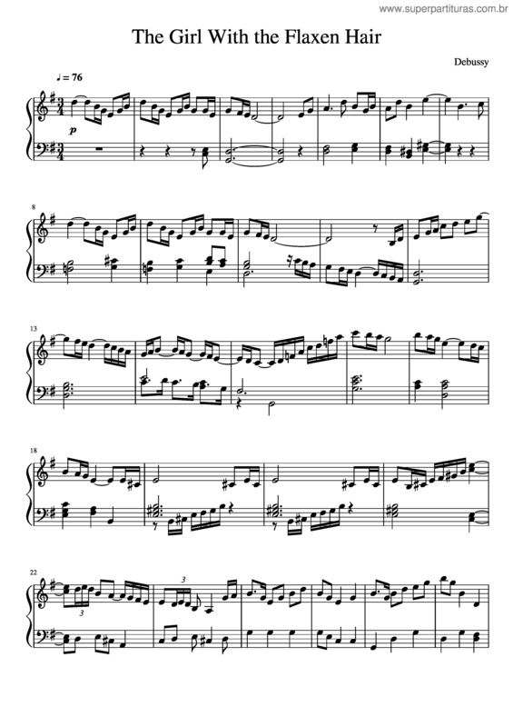 Partitura da música The Girl With The Flaxen Hair v.2