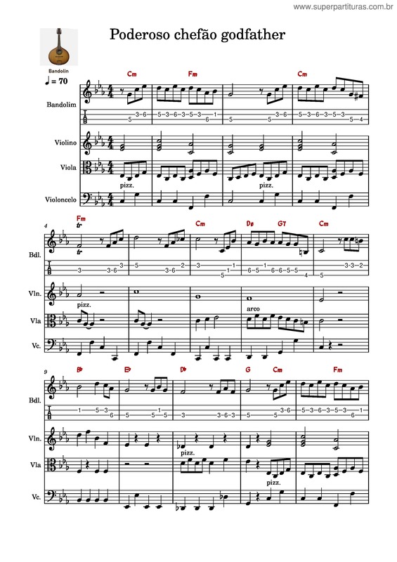 Partitura da música The Godfather – Nino Rota Poderoso Chefão Godfather