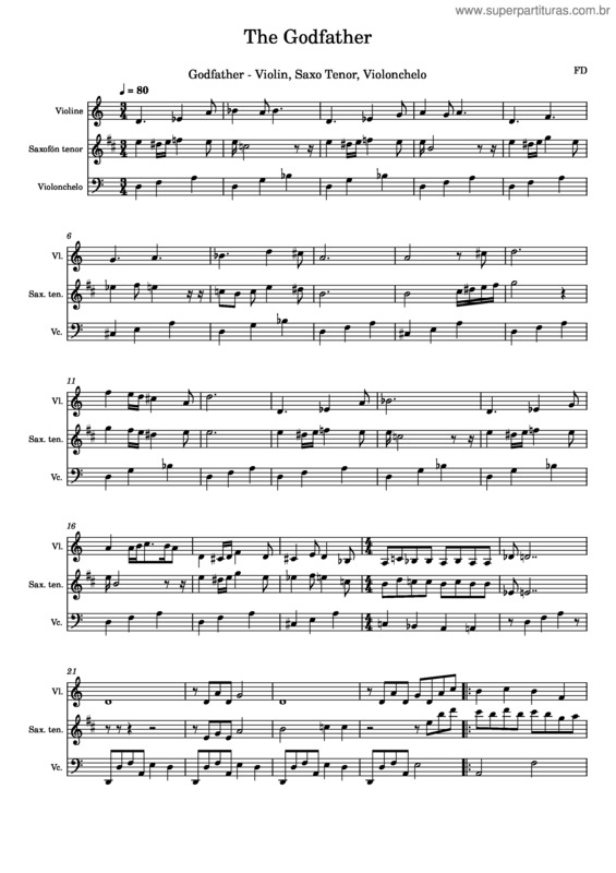 Partitura da música The Godfather – Nino Rota The Godfather