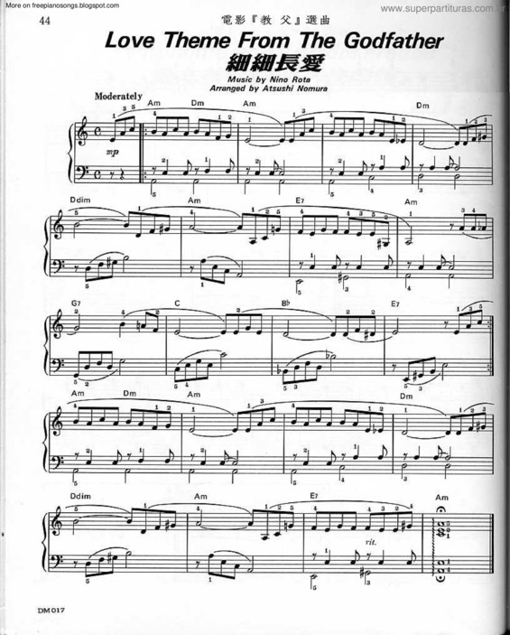 Partitura da música The Godfather (Main Theme)