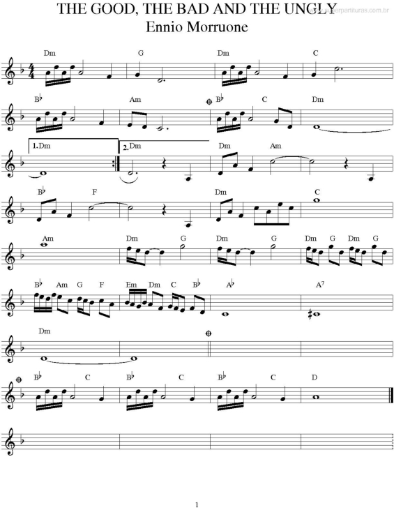 Partitura da música The Good, The Bad And The Ugly