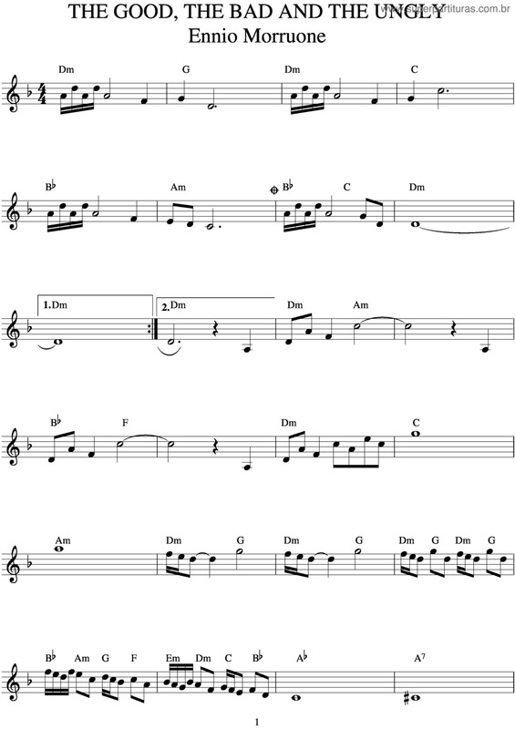 Partitura da música The Good, The Bad And The Ungly