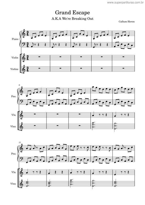 Partitura da música The Grand Escape