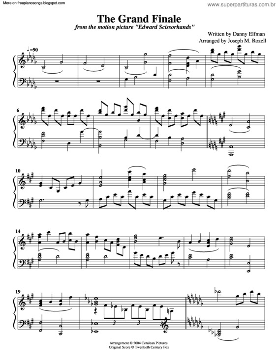 Partitura da música The Grand Finale (Edward Scissor Hands)
