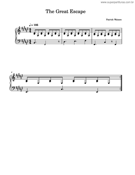 Partitura da música The Great Escape – Patrick Watson