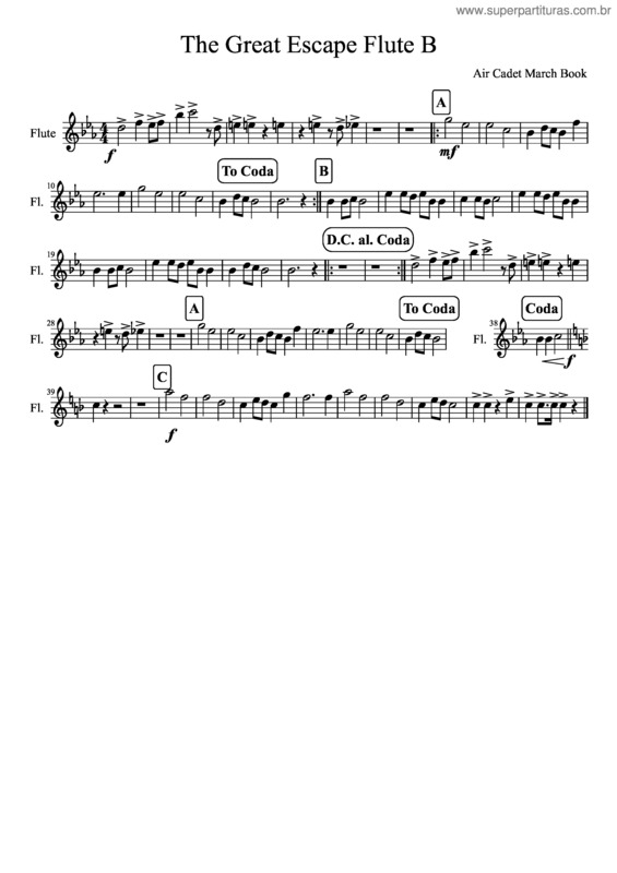 Partitura da música The Great Escape– Flute B