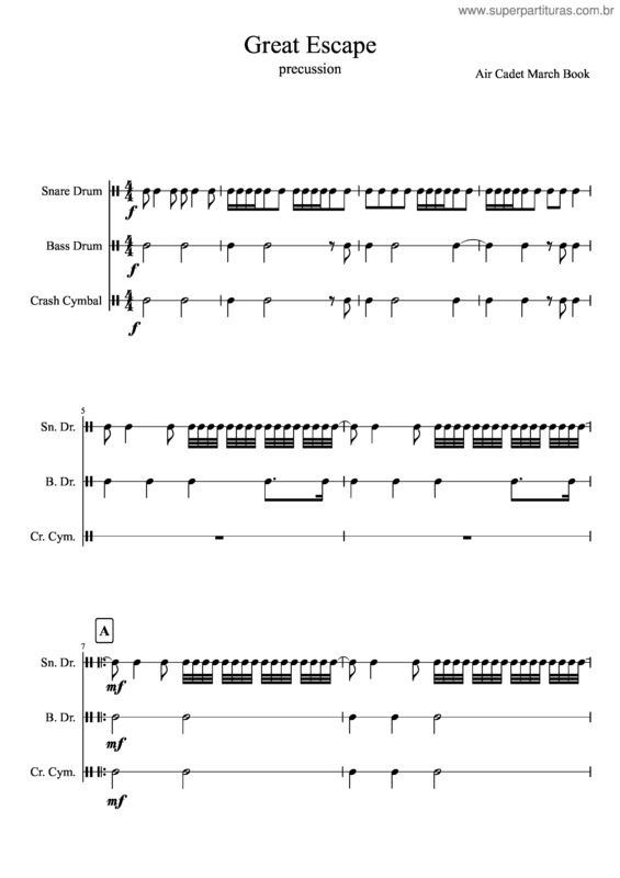 Partitura da música The Great Escape– Precussion