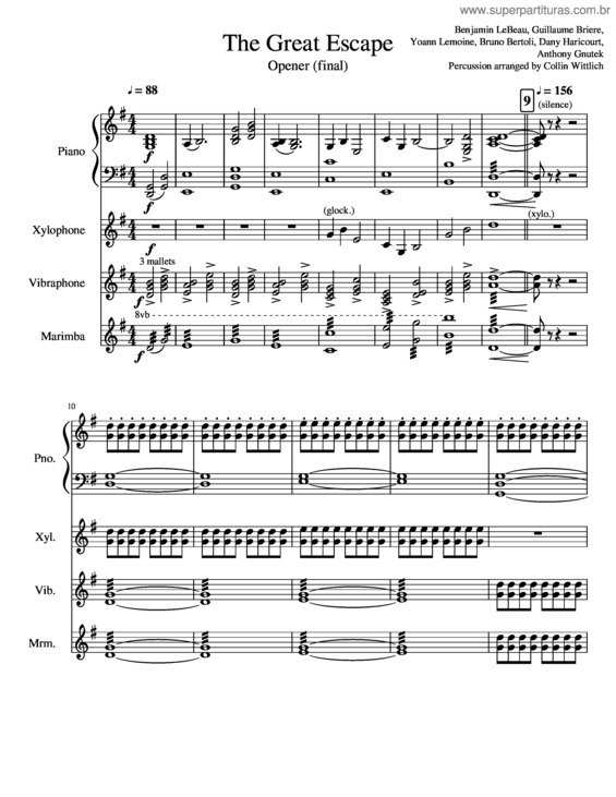Partitura da música The Great Escape Field Percussion Arrangement For The Harry D Jacobs Marching Band 2018 2019 Season