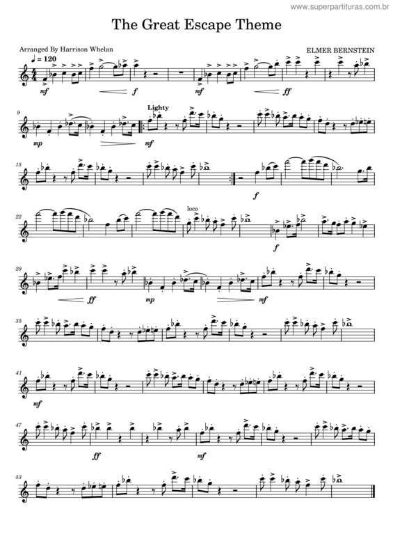 Partitura da música The Great Escape Theme/March