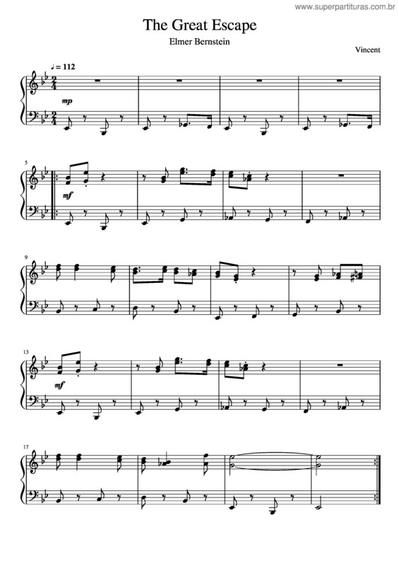 Partitura da música The Great Escape