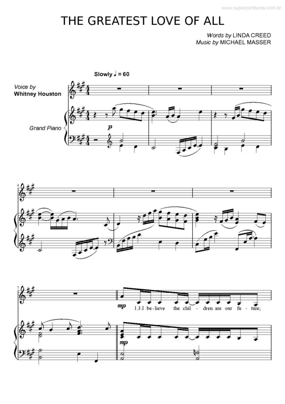 Partitura da música The Greatest Love of All v.3