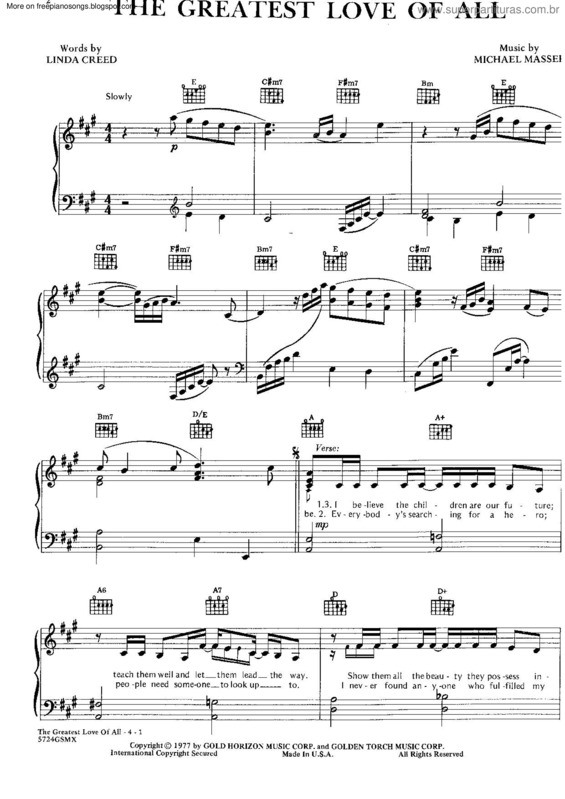 Partitura da música The Greatest Love Of All v.6