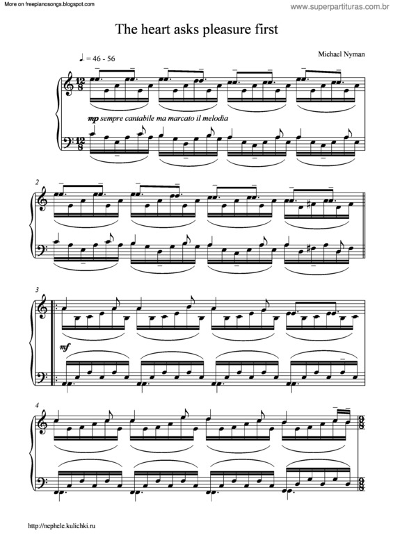 Partitura da música The Heart Asks Pleasure First v.2