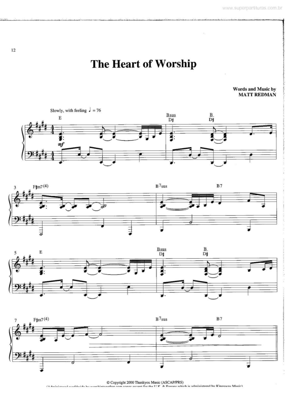 Partitura da música The Heart of Worship