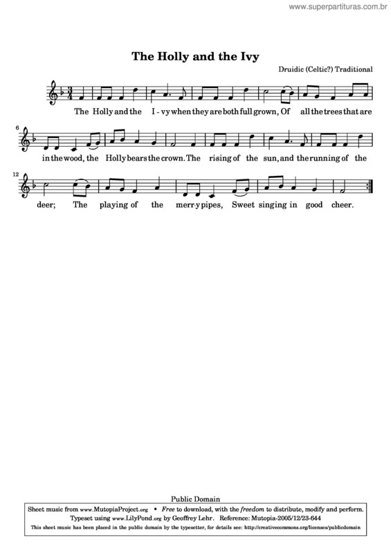 Partitura da música The Holly and the Ivy v.3