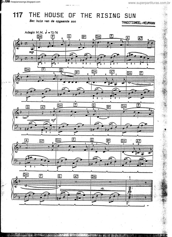 Partitura da música The House Of The Rising Sun v.4