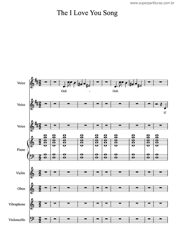 Partitura da música The I Love You Song