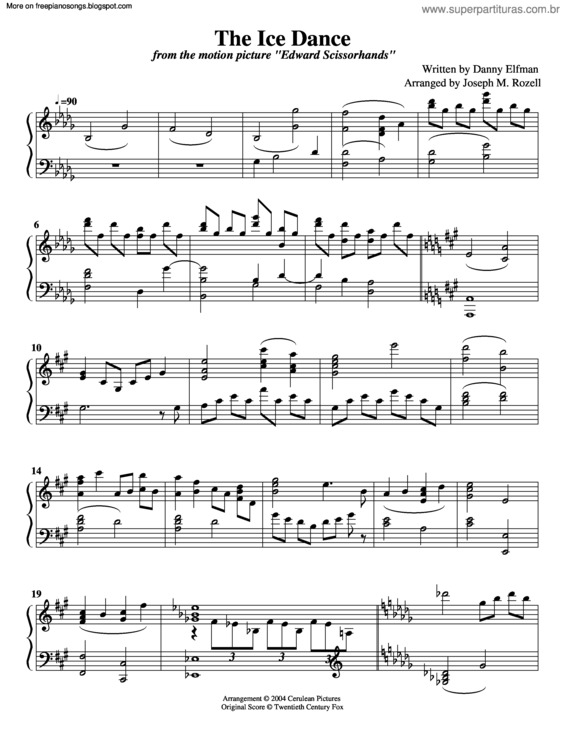 Partitura da música The Ice Dance (Edward Scissor Hands)