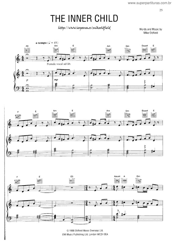 Partitura da música The Inner Child
