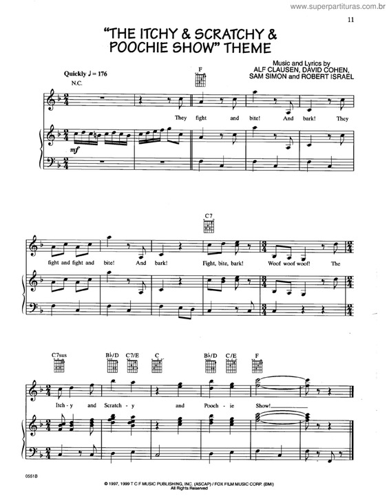 Partitura da música The Itchy & Scratchy & Poochie Show