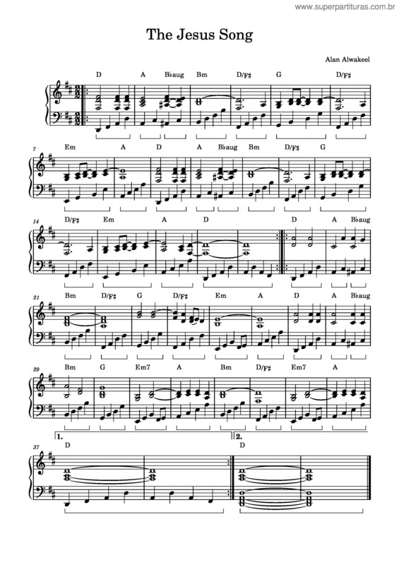 Partitura da música The Jesus Song – Alan Alwakeel