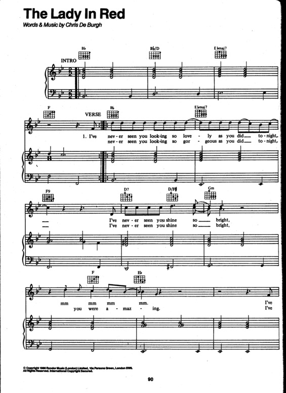 Partitura da música The Lady In Red v.5