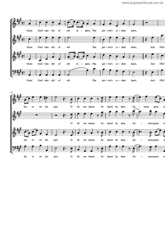 Partitura da música The Lancashire Hymn – Samuel Bamford The Lancashire Hymn
