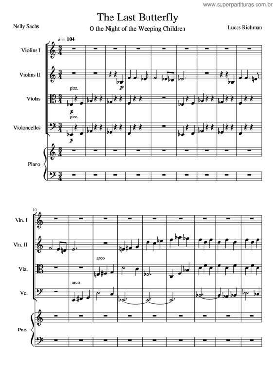 Partitura da música The Last Butterfly