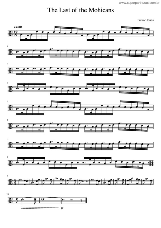 Partitura da música The Last Of The Mohicans – The Kiss Arrangement For Viola Solo