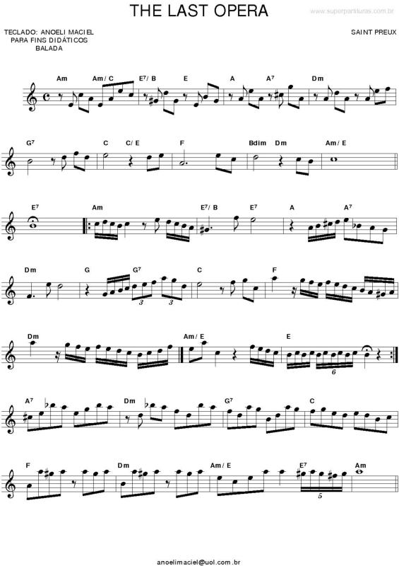 Partitura da música The Last Opera