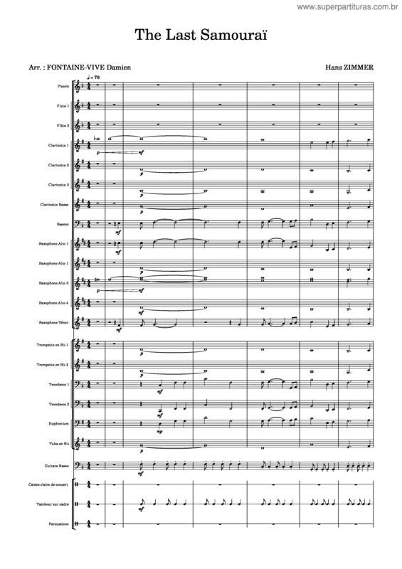 Partitura da música The Last Samurai – Hans Zimmer