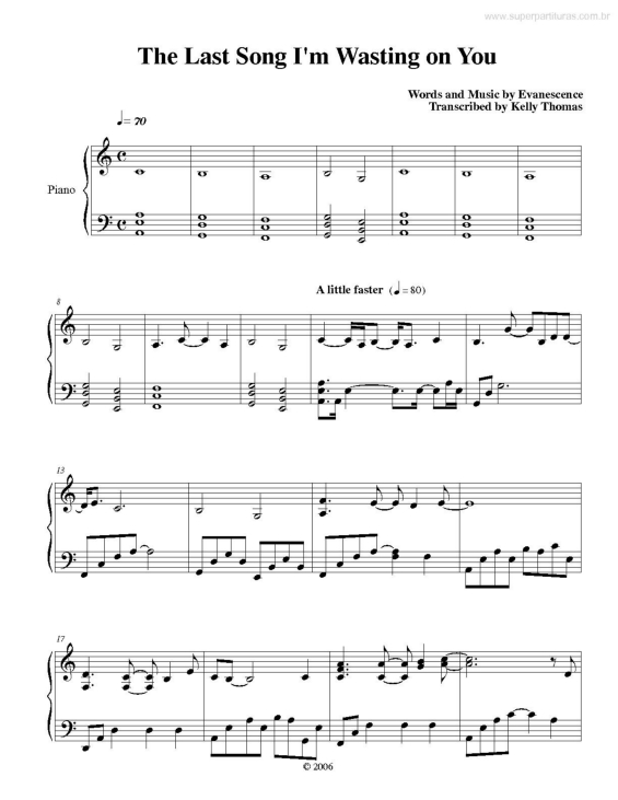 Partitura da música The Last Song I`m Wasting on You