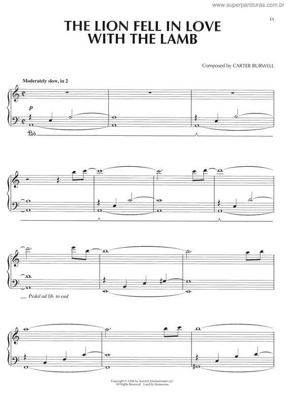 Partitura da música The lion fell in love with the lamb