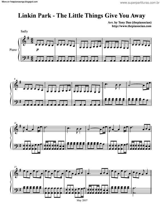 Partitura da música The Little Things Give You Away