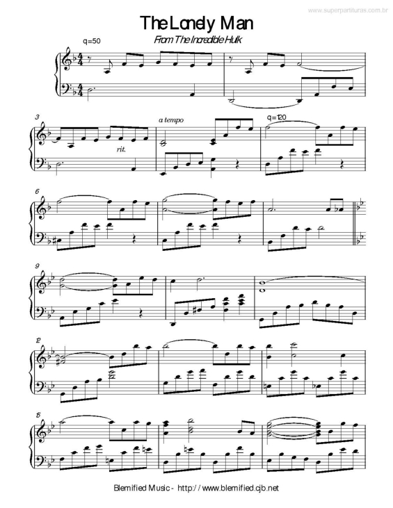 Partitura da música The Lonely Man