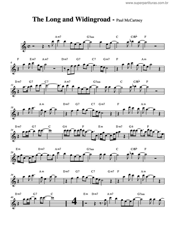 Partitura da música The Long And Widingroad v.2