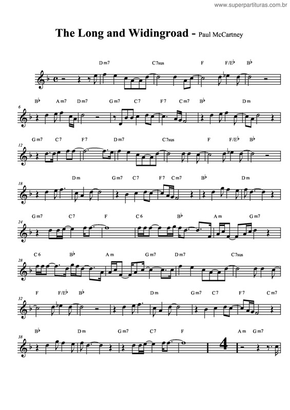 Partitura da música The Long And Widingroad
