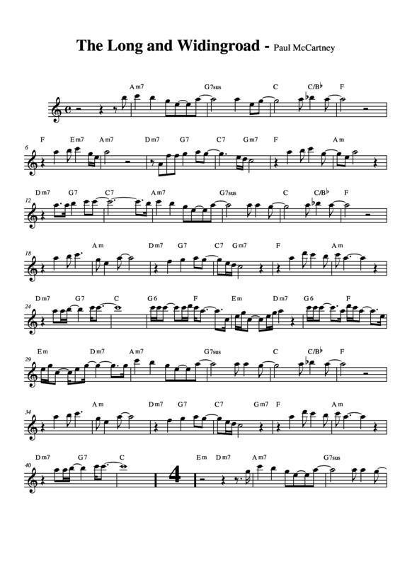 Partitura da música The Long and Winding Road v.3