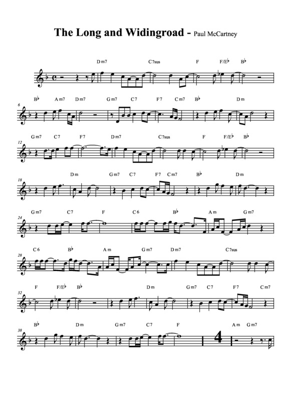 Partitura da música The Long and Winding Road v.4