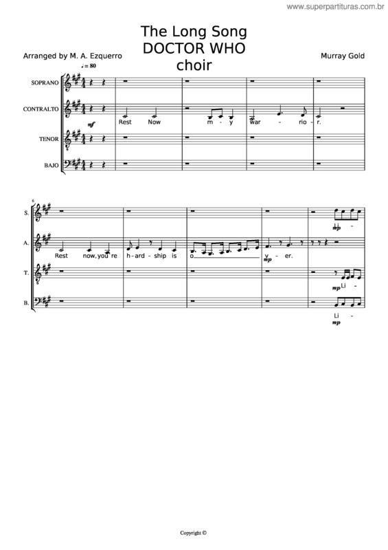 Partitura da música The Long Song Doctor Who Choir