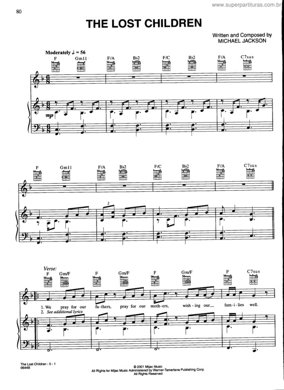 Partitura da música The Lost Children v.2