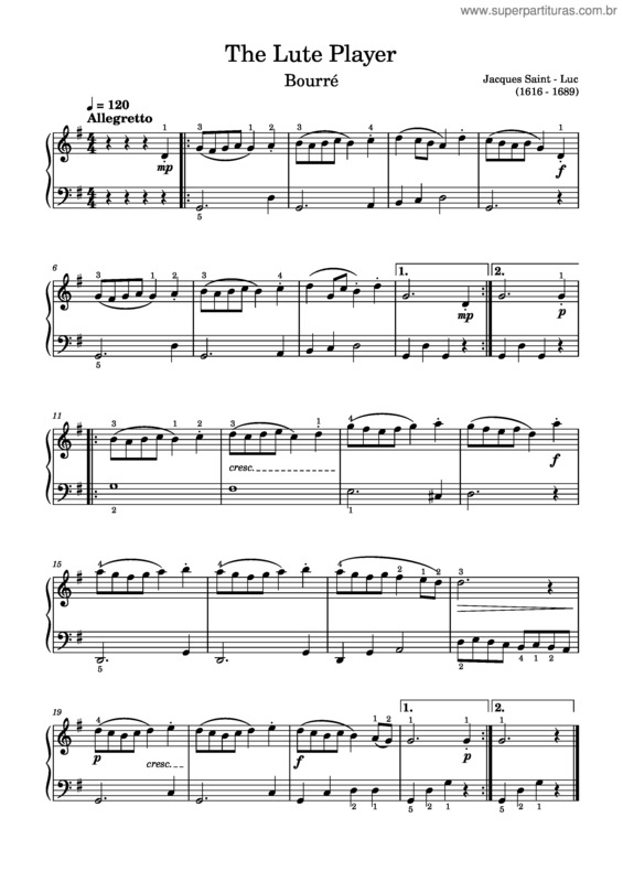 Partitura da música The Lute Player