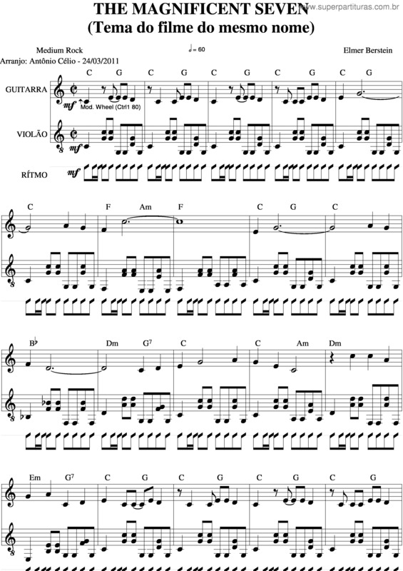 Partitura da música The Magnificent Seven