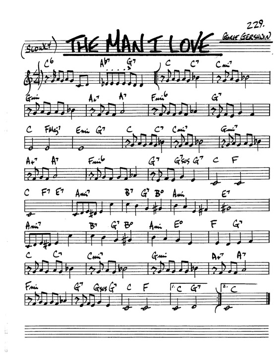 Partitura da música The Man I Love